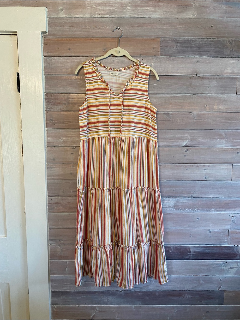 Linda Anderson red orange green stripe size medium